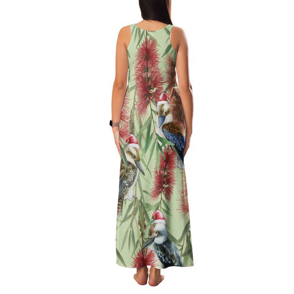 Australia Christmas Family Matching Tank Maxi Dress and Hawaiian Shirt Kookaburra Santa on Callistemon - Pastel