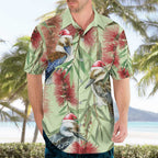 Australia Christmas Hawaiian Shirt Kookaburra Santa on Callistemon - Pastel