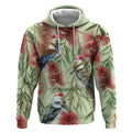 Australia Christmas Hoodie Kookaburra Santa on Callistemon - Pastel