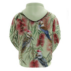 Australia Christmas Hoodie Kookaburra Santa on Callistemon - Pastel