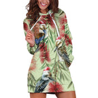 Australia Christmas Hoodie Dress Kookaburra Santa on Callistemon - Pastel