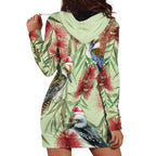 Australia Christmas Hoodie Dress Kookaburra Santa on Callistemon - Pastel