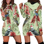 Australia Christmas Hoodie Dress Kookaburra Santa on Callistemon - Pastel