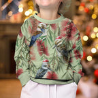 Australia Christmas Kid Ugly Christmas Sweater Kookaburra Santa on Callistemon - Pastel