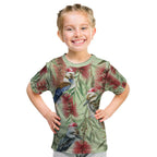 Australia Christmas Kid T Shirt Kookaburra Santa on Callistemon - Pastel