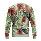 Australia Christmas Ugly Christmas Sweater Kookaburra Santa on Callistemon - Pastel