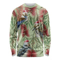 Australia Christmas Long Sleeve Shirt Kookaburra Santa on Callistemon - Pastel