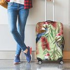Australia Christmas Luggage Cover Kookaburra Santa on Callistemon - Pastel