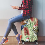 Australia Christmas Luggage Cover Kookaburra Santa on Callistemon - Pastel