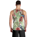 Australia Christmas Men Tank Top Kookaburra Santa on Callistemon - Pastel