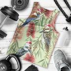 Australia Christmas Men Tank Top Kookaburra Santa on Callistemon - Pastel