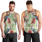 Australia Christmas Men Tank Top Kookaburra Santa on Callistemon - Pastel