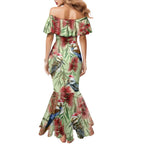 Australia Christmas Mermaid Dress Kookaburra Santa on Callistemon - Pastel
