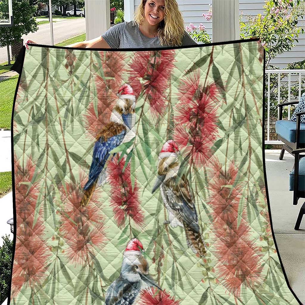 Australia Christmas Quilt Kookaburra Santa on Callistemon - Pastel