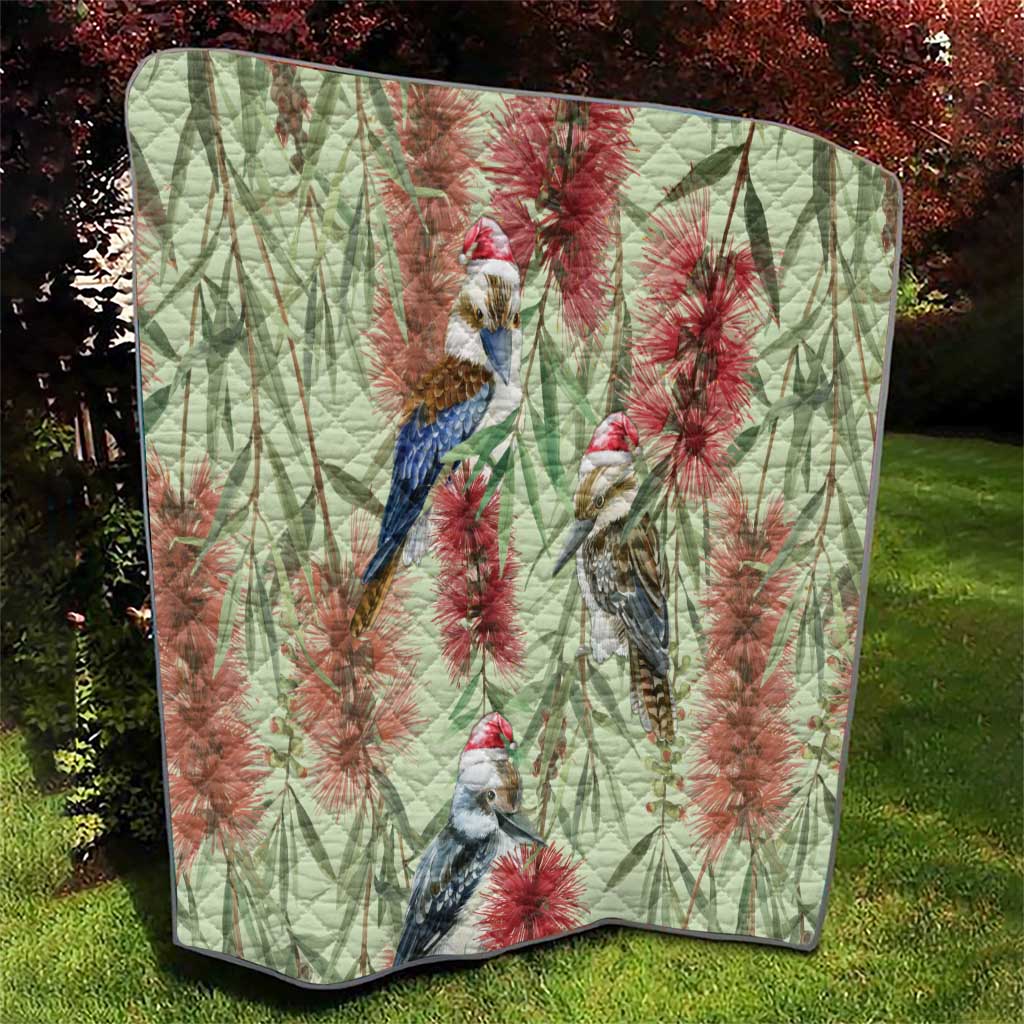 Australia Christmas Quilt Kookaburra Santa on Callistemon - Pastel