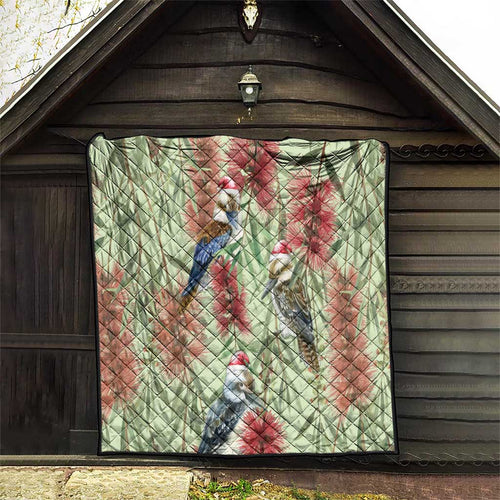 Australia Christmas Quilt Kookaburra Santa on Callistemon - Pastel