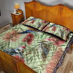 Australia Christmas Quilt Bed Set Kookaburra Santa on Callistemon - Pastel