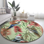 Australia Christmas Round Carpet Kookaburra Santa on Callistemon - Pastel