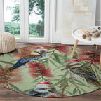Australia Christmas Round Carpet Kookaburra Santa on Callistemon - Pastel