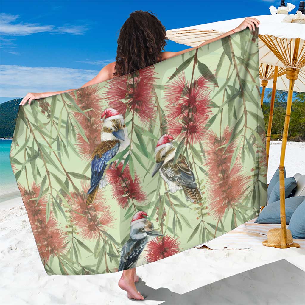 Australia Christmas Sarong Kookaburra Santa on Callistemon - Pastel