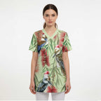 Australia Christmas Scrub Top Kookaburra Santa on Callistemon - Pastel - Aussie Hoodie