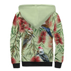 Australia Christmas Sherpa Hoodie Kookaburra Santa on Callistemon - Pastel
