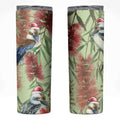 Australia Christmas Skinny Tumbler Kookaburra Santa on Callistemon - Pastel