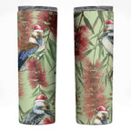 Australia Christmas Skinny Tumbler Kookaburra Santa on Callistemon - Pastel