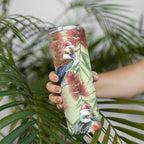 Australia Christmas Skinny Tumbler Kookaburra Santa on Callistemon - Pastel