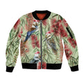 Australia Christmas Sleeve Zip Bomber Jacket Kookaburra Santa on Callistemon - Pastel