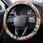 Australia Christmas Steering Wheel Cover Kookaburra Santa on Callistemon - Pastel