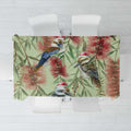 Australia Christmas Tablecloth Kookaburra Santa on Callistemon - Pastel