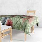 Australia Christmas Tablecloth Kookaburra Santa on Callistemon - Pastel