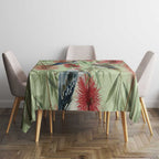 Australia Christmas Tablecloth Kookaburra Santa on Callistemon - Pastel