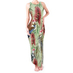 Australia Christmas Tank Maxi Dress Kookaburra Santa on Callistemon - Pastel