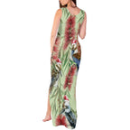 Australia Christmas Tank Maxi Dress Kookaburra Santa on Callistemon - Pastel