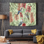 Australia Christmas Tapestry Kookaburra Santa on Callistemon - Pastel