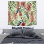 Australia Christmas Tapestry Kookaburra Santa on Callistemon - Pastel