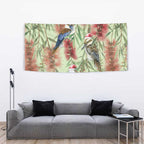 Australia Christmas Tapestry Kookaburra Santa on Callistemon - Pastel