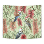 Australia Christmas Tapestry Kookaburra Santa on Callistemon - Pastel