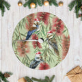 Australia Christmas Tree Skirt Kookaburra Santa on Callistemon - Pastel