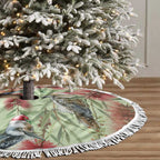 Australia Christmas Tree Skirt Kookaburra Santa on Callistemon - Pastel