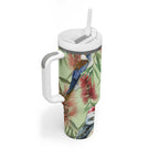 Australia Christmas Tumbler With Handle Kookaburra Santa on Callistemon - Pastel