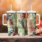 Australia Christmas Tumbler With Handle Kookaburra Santa on Callistemon - Pastel