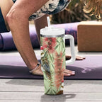Australia Christmas Tumbler With Handle Kookaburra Santa on Callistemon - Pastel