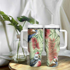 Australia Christmas Tumbler With Handle Kookaburra Santa on Callistemon - Pastel