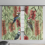 Australia Christmas Window Curtain Kookaburra Santa on Callistemon - Pastel