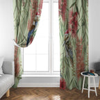 Australia Christmas Window Curtain Kookaburra Santa on Callistemon - Pastel