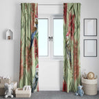 Australia Christmas Window Curtain Kookaburra Santa on Callistemon - Pastel