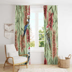 Australia Christmas Window Curtain Kookaburra Santa on Callistemon - Pastel